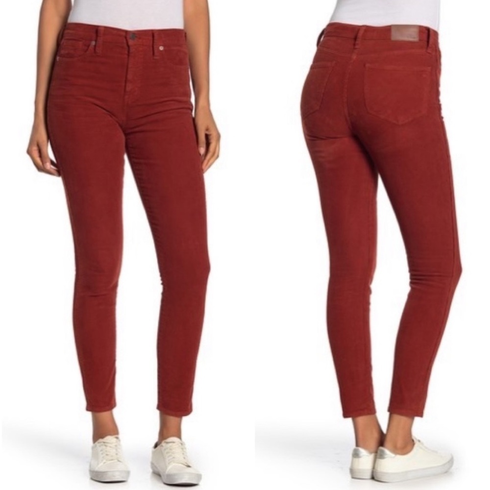 Madewell burnt orange corduroy crop jeans